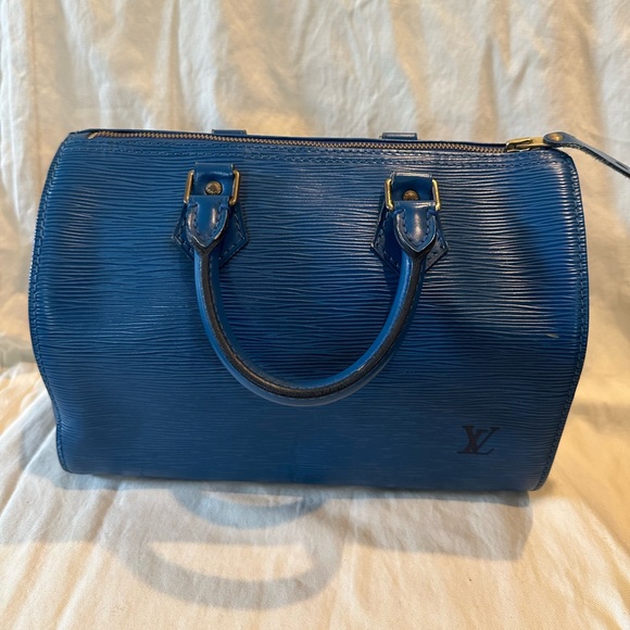 Louis Vuitton Speedy 25 Bag Handbag Epi Toledo Blue - Picture 2 of 15